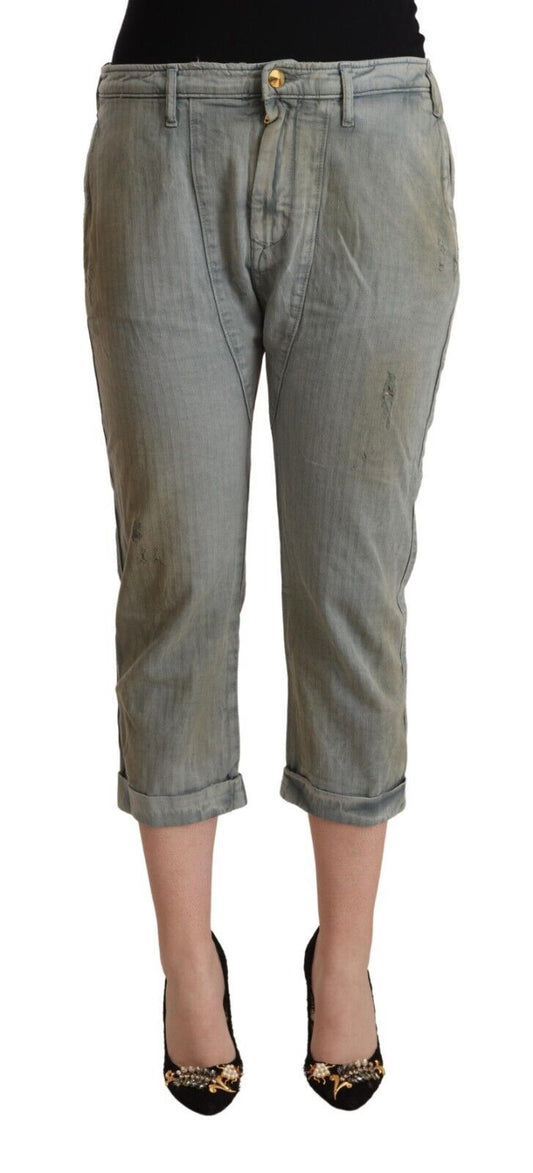 CYCLE Gray 100% Cotton Mid Waist Skinny Cropped Pants CYCLE
