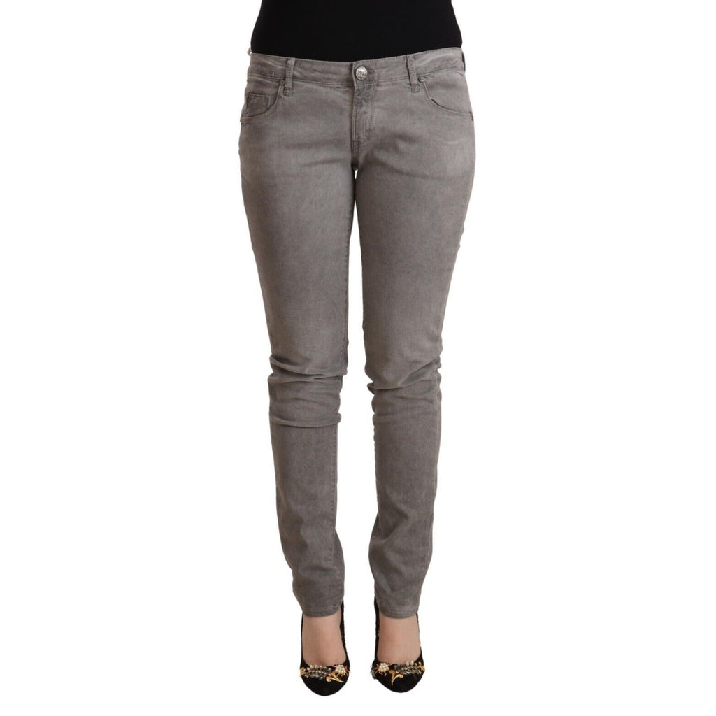 Acht Light Gray Washed Cotton Slim Fit Denim Jeans