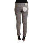 Acht Light Gray Washed Cotton Slim Fit Denim Jeans