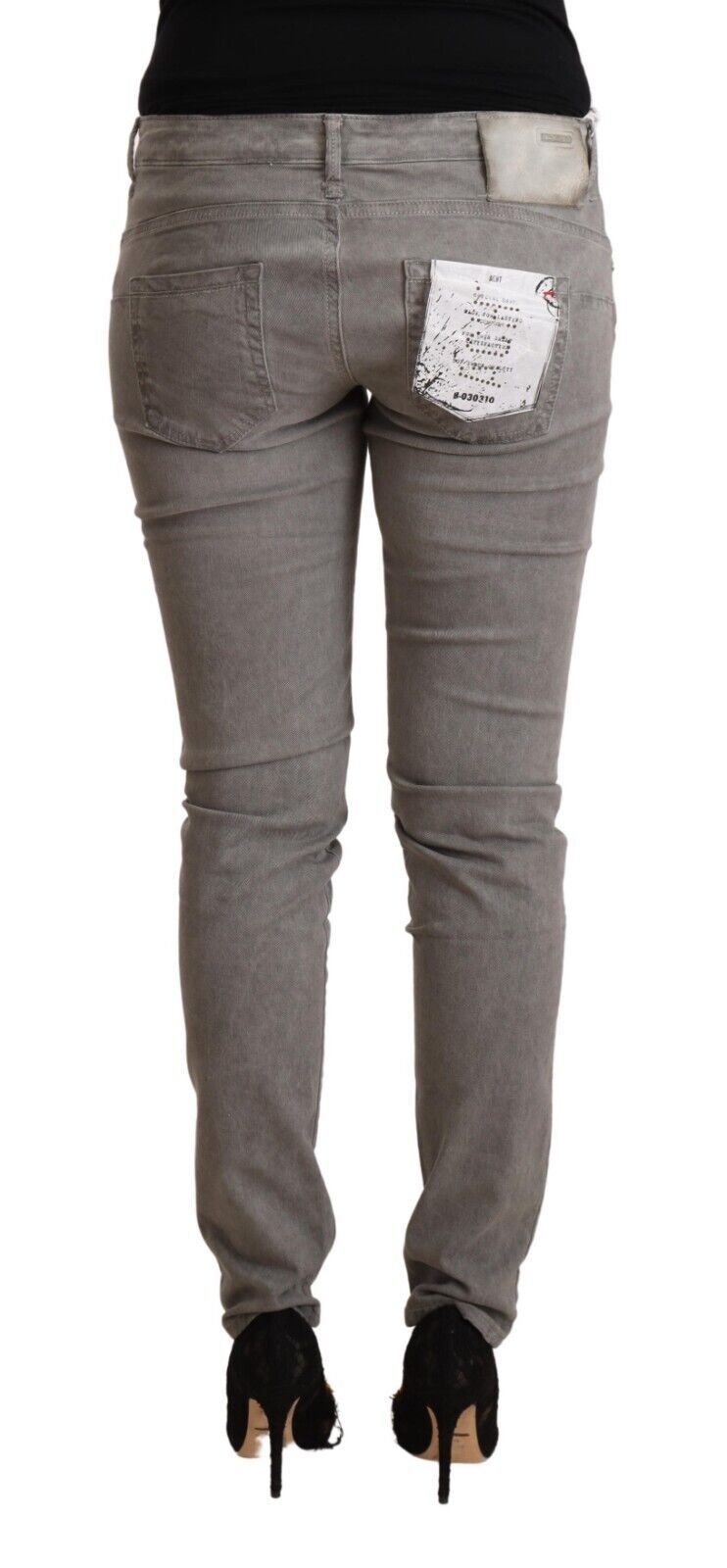 Acht Light Gray Washed Cotton Slim Fit Denim Jeans Acht
