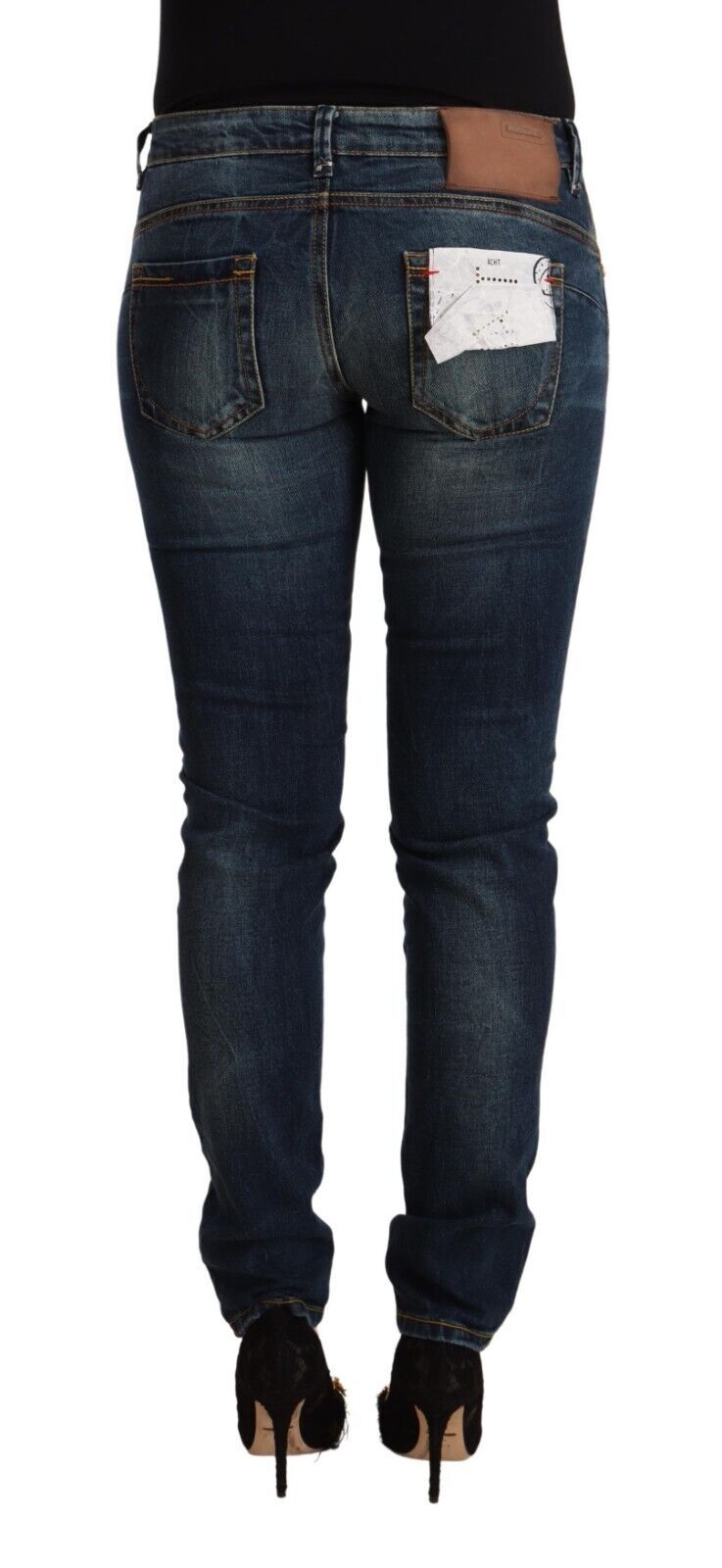 Acht Blue Washed Cotton Slim Fit Denim Low Waist Jeans Acht