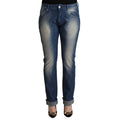 Acht Blue Washed Mid Waist Folded Hem Skinny Jeans