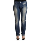 Acht Blue Washed Mid Waist Folded Hem Skinny Jeans
