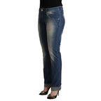Acht Blue Washed Mid Waist Folded Hem Skinny Jeans