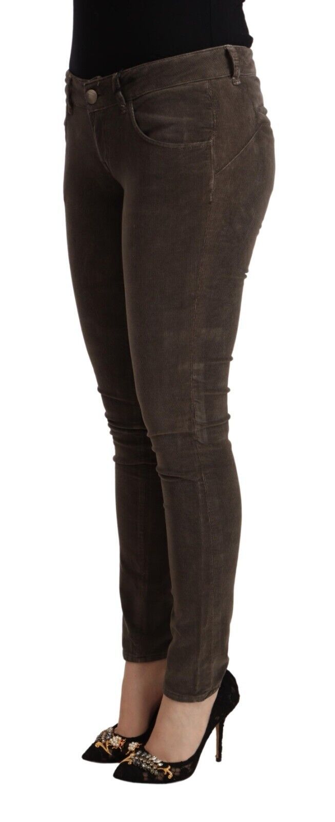 Acht Brown Cotton Slim Fit Denim Low Waist Jeans Acht