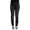Acht Black Washed Cotton Low Waist Slim Fit Denim Jeans