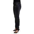 Acht Black Washed Cotton Low Waist Slim Fit Denim Jeans