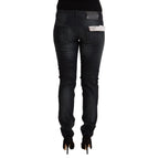Acht Black Washed Cotton Low Waist Slim Fit Denim Jeans