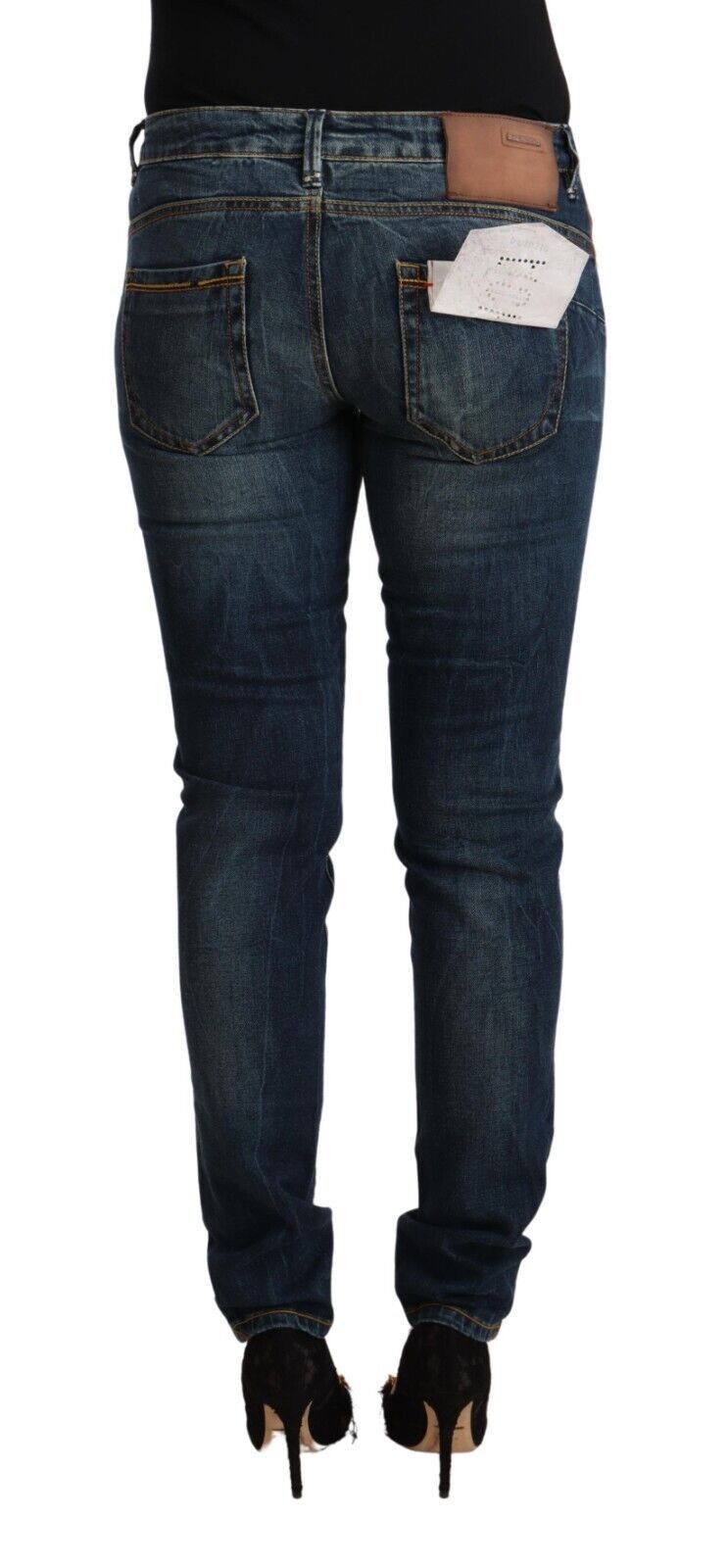 Acht Blue Washed Cotton Low Waist Slim Fit Denim Jeans Acht