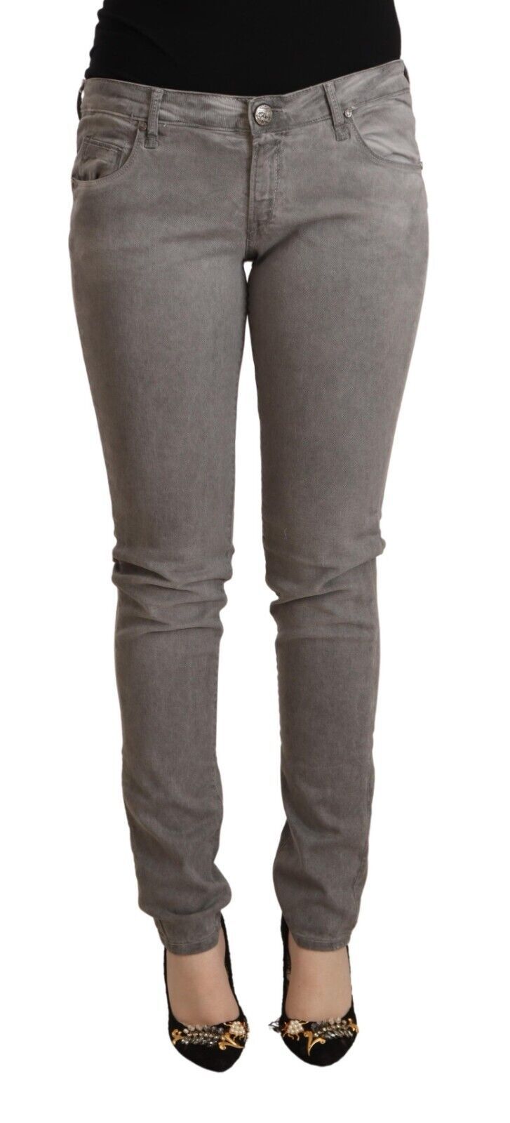 Acht Gray Cotton Low Waist Skinny Push Up Denim Jeans Acht