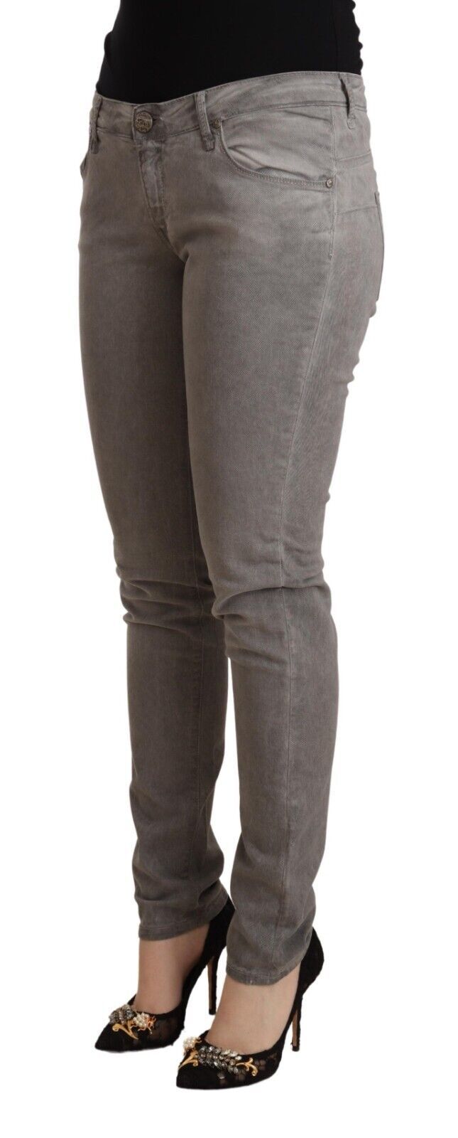 Acht Gray Cotton Low Waist Skinny Push Up Denim Jeans Acht