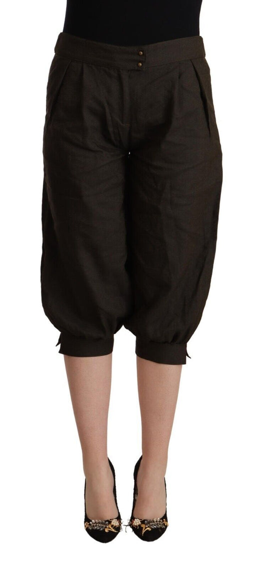 GF Ferre Brown Viscose Cropped Harem Pants GF Ferre