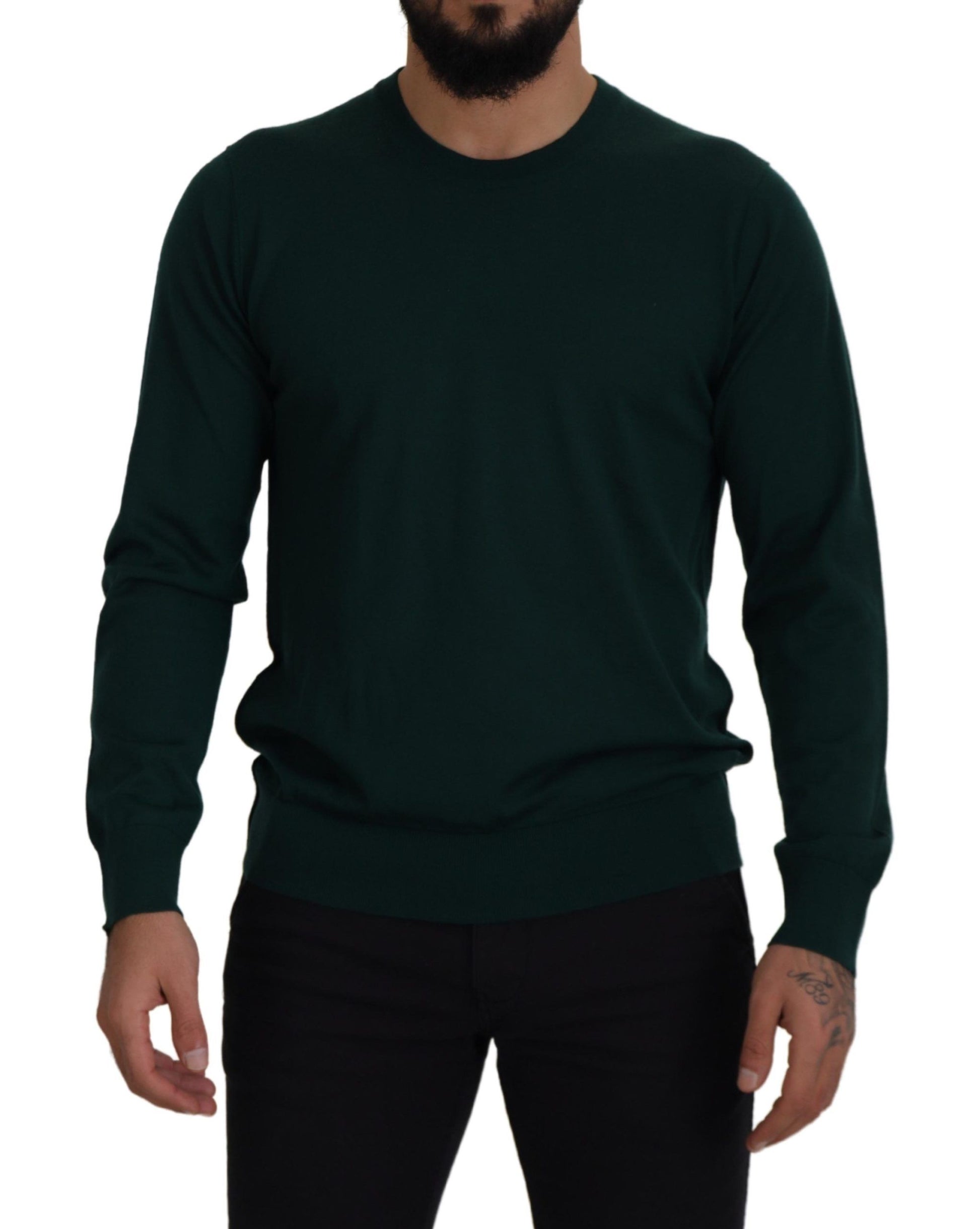 Dolce & Gabbana Green Cashmere Crewneck Pullover Sweater Dolce & Gabbana