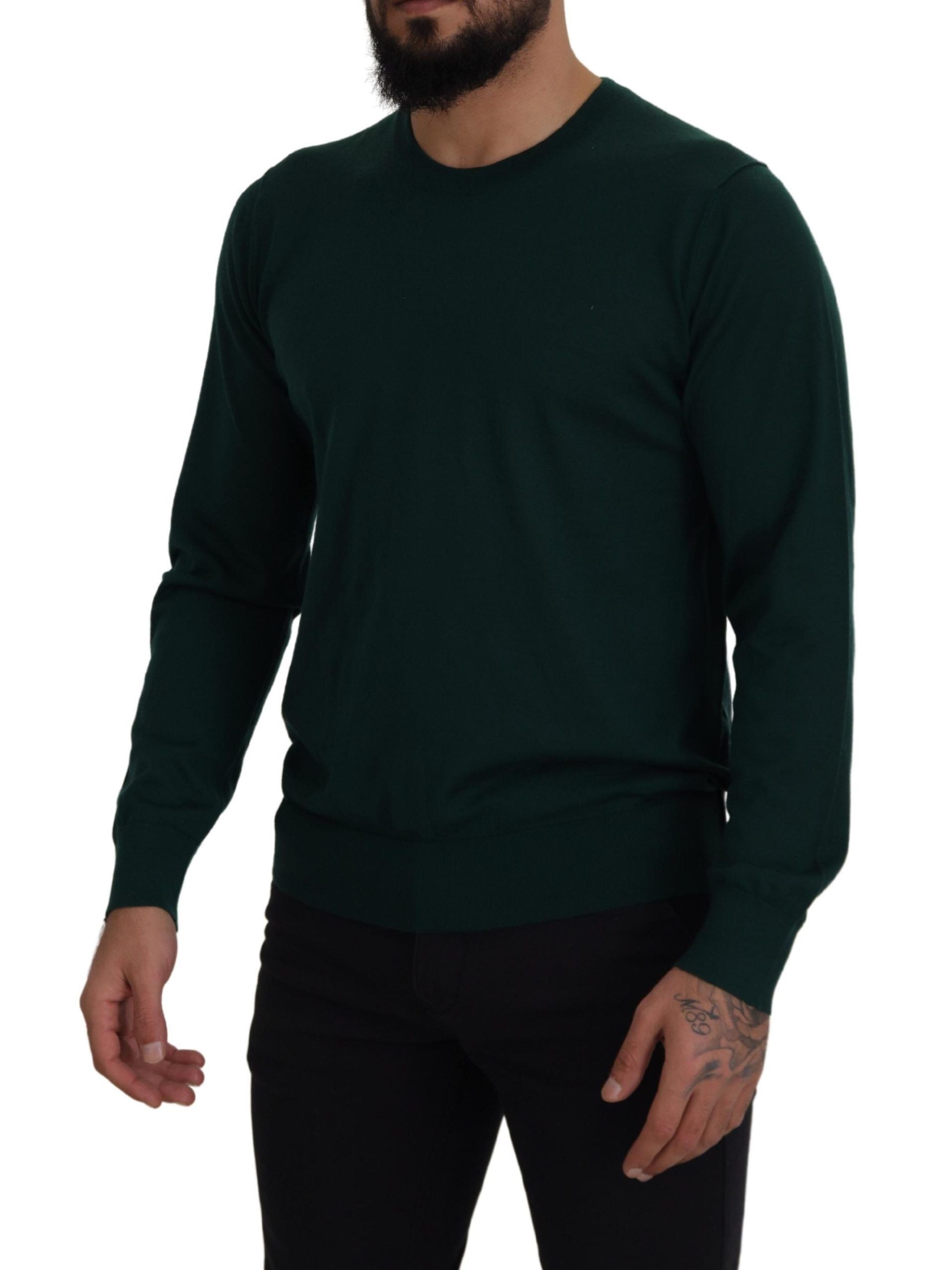 Dolce & Gabbana Green Cashmere Crewneck Pullover Sweater Dolce & Gabbana