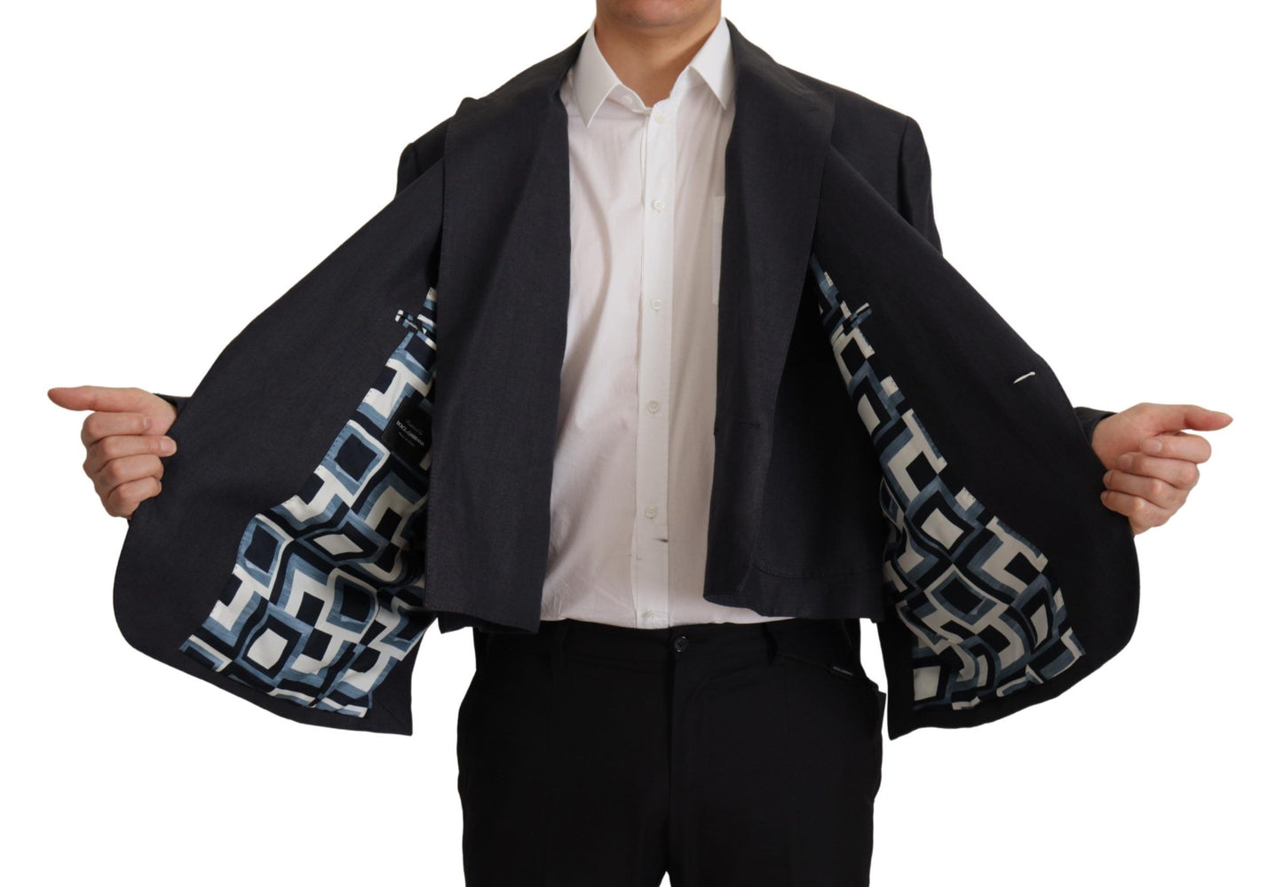Dolce & Gabbana Blue Linen Formal Mens Blazer Jacket Dolce & Gabbana