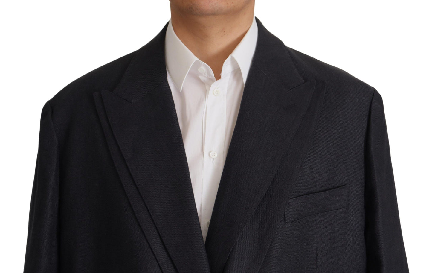 Dolce & Gabbana Blue Linen Formal Mens Blazer Jacket Dolce & Gabbana