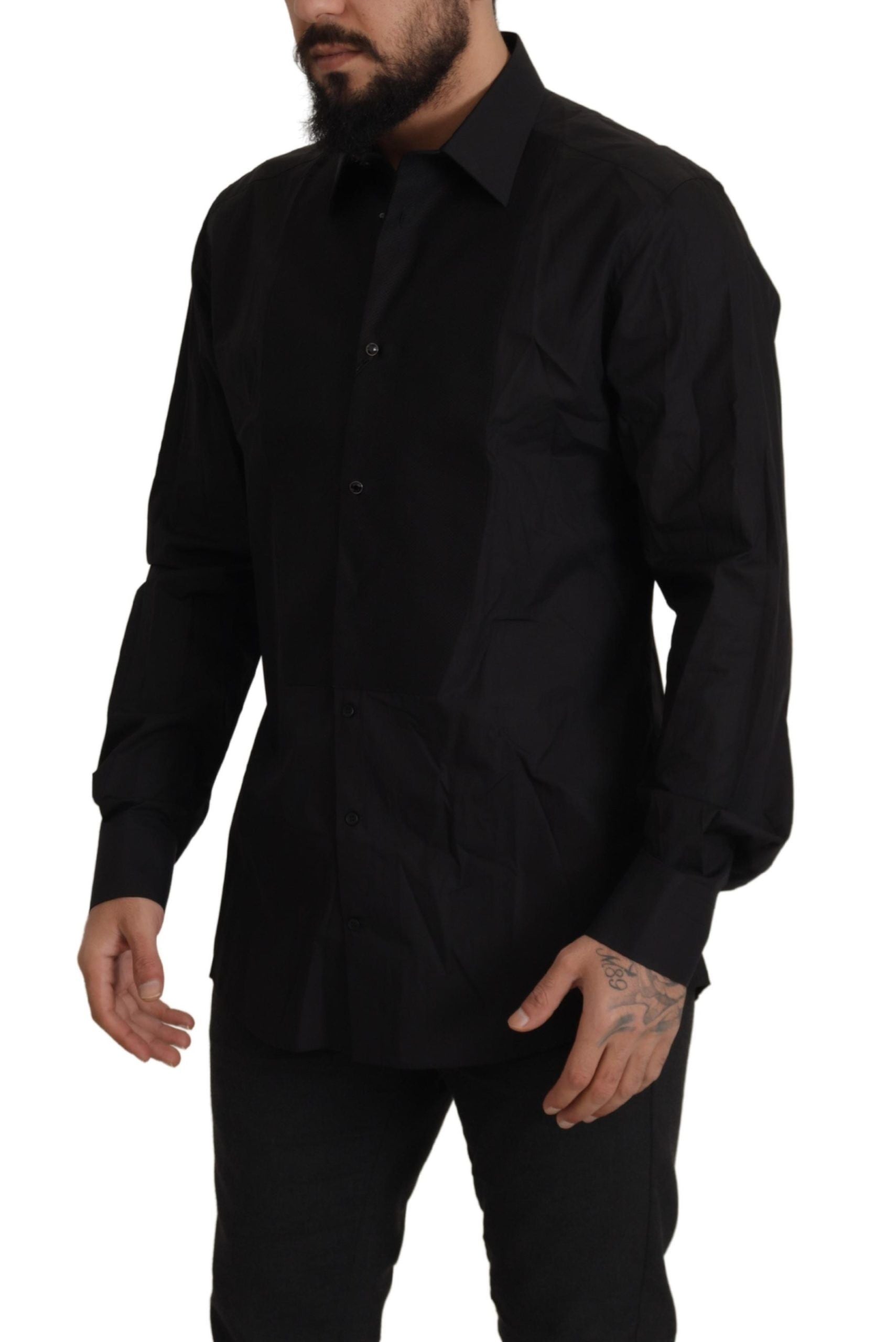 Dolce & Gabbana Black GOLD Slim Fit Tuxedo Dress Shirt Dolce & Gabbana