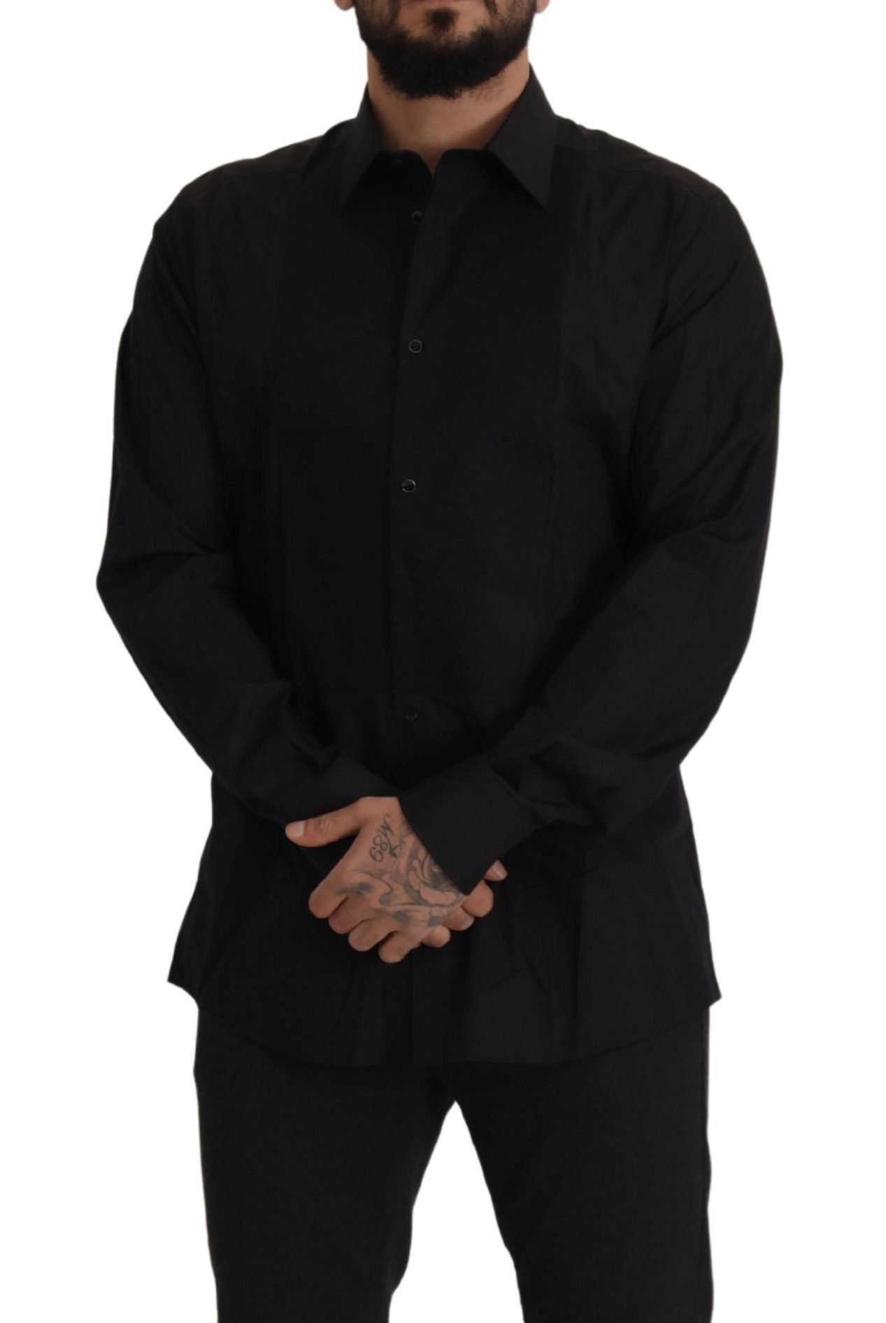 Dolce & Gabbana Black GOLD Slim Fit Tuxedo Dress Shirt Dolce & Gabbana