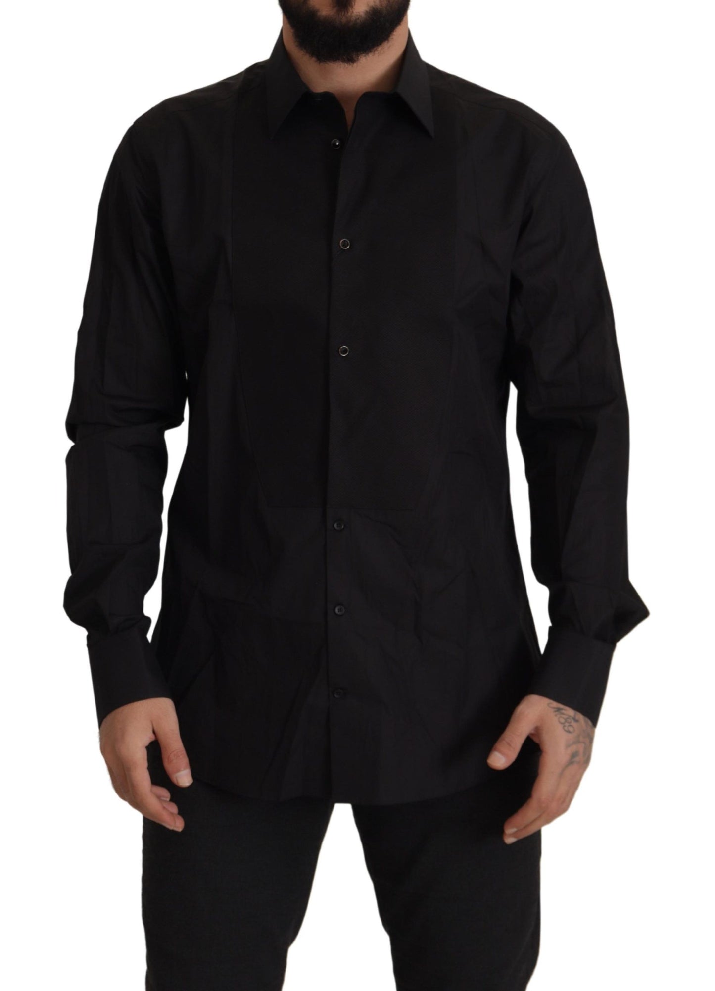 Dolce & Gabbana Black GOLD Slim Fit Tuxedo Dress Shirt Dolce & Gabbana