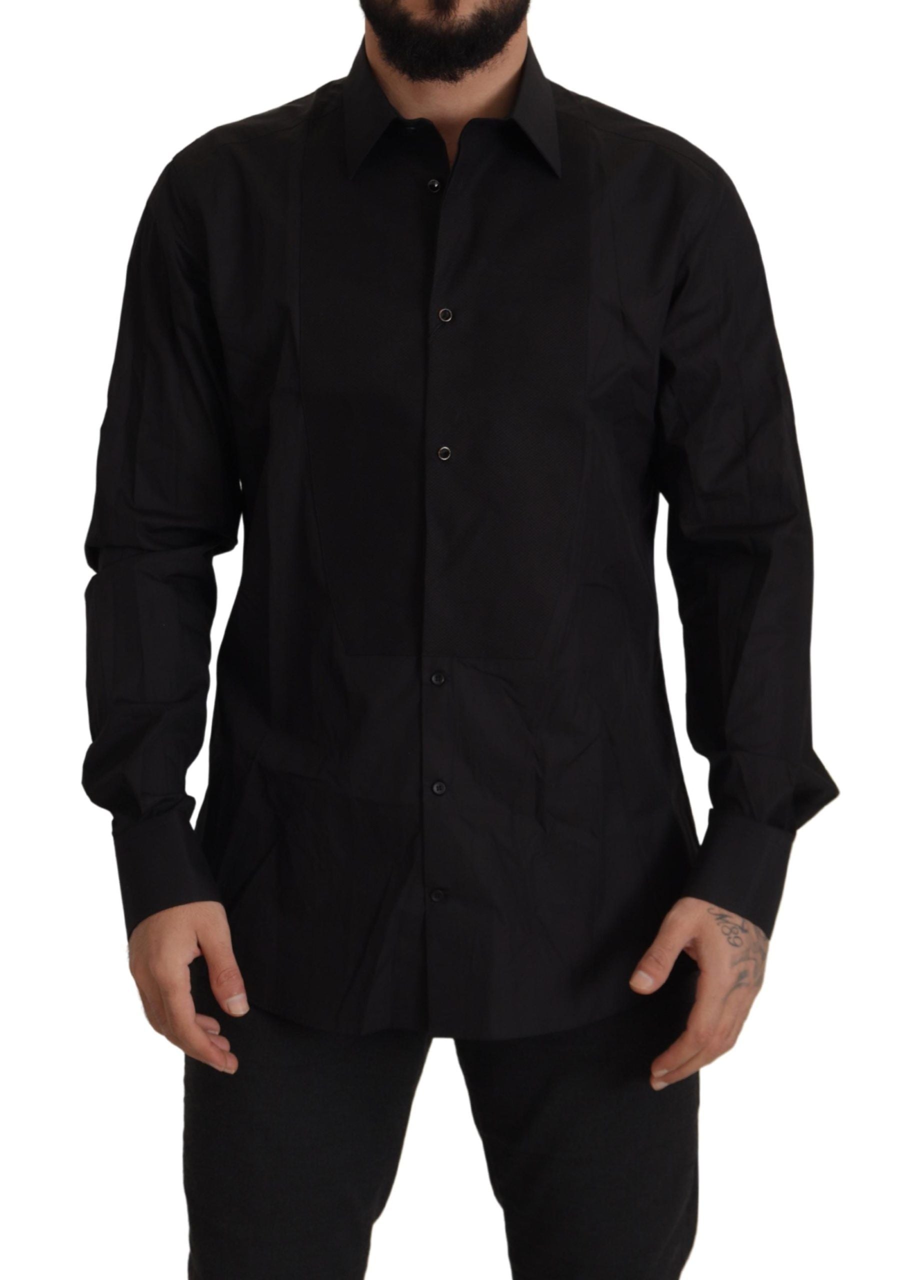 Dolce & Gabbana Black GOLD Slim Fit Tuxedo Dress Shirt Dolce & Gabbana