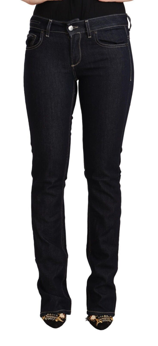 GF Ferre Black Cotton Stretch Low Waist Skinny Denim Jeans GF Ferre