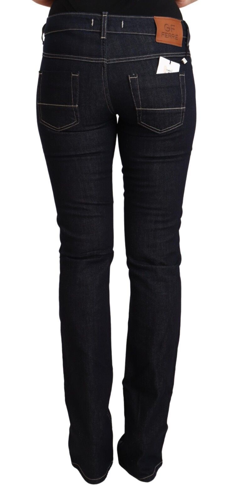 GF Ferre Black Cotton Stretch Low Waist Skinny Denim Jeans GF Ferre