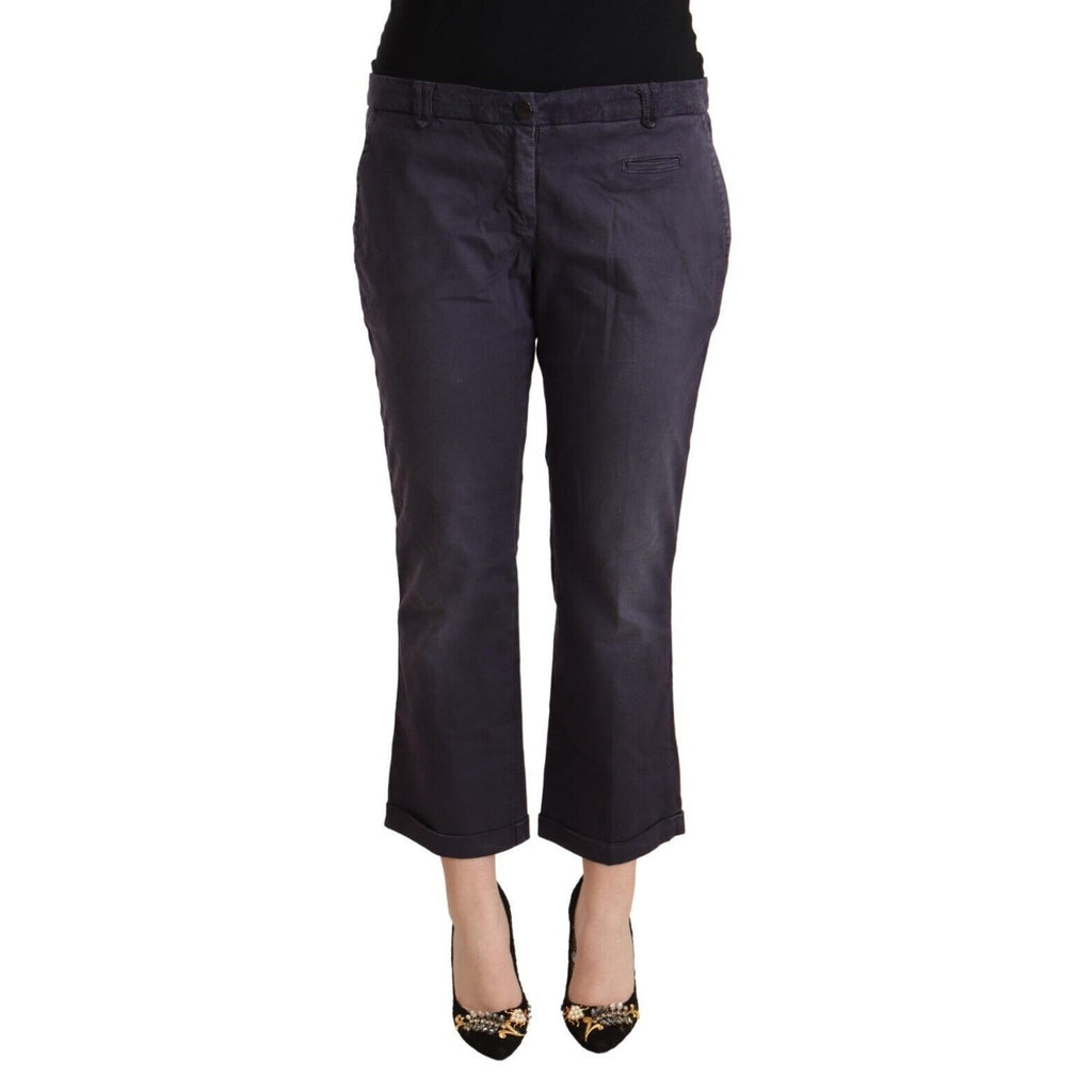 Jucca Black Low Waist Folded Hem Flared Cropped Pants
