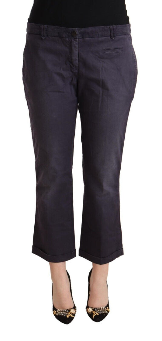 Jucca Black Low Waist Folded Hem Flared Cropped Pants Jucca