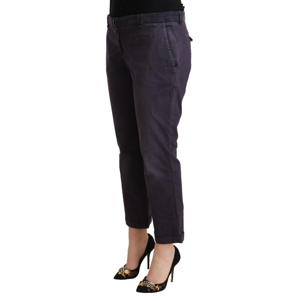 Jucca Black Low Waist Folded Hem Flared Cropped Pants