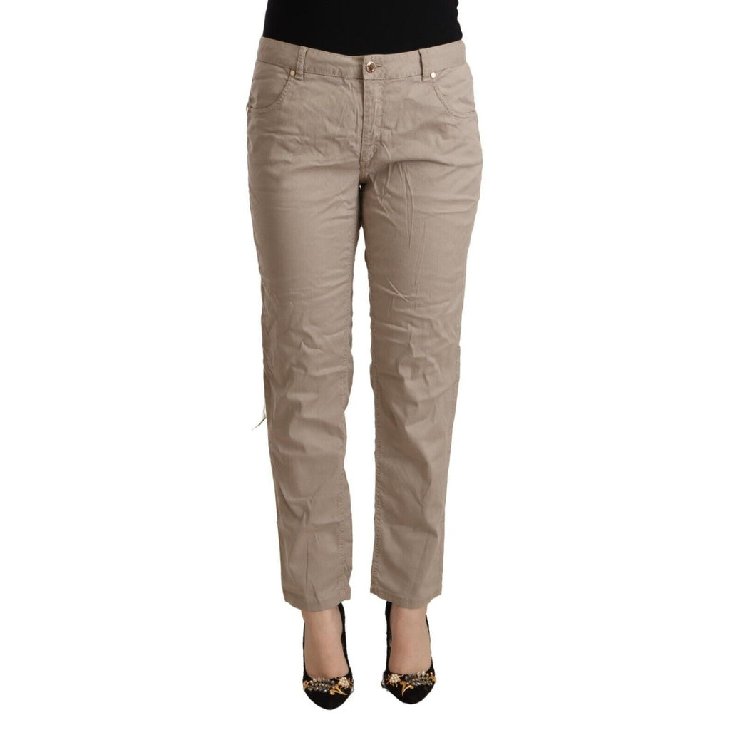 Acht Beige Tencel Mid Waist Tapered Casual Pants