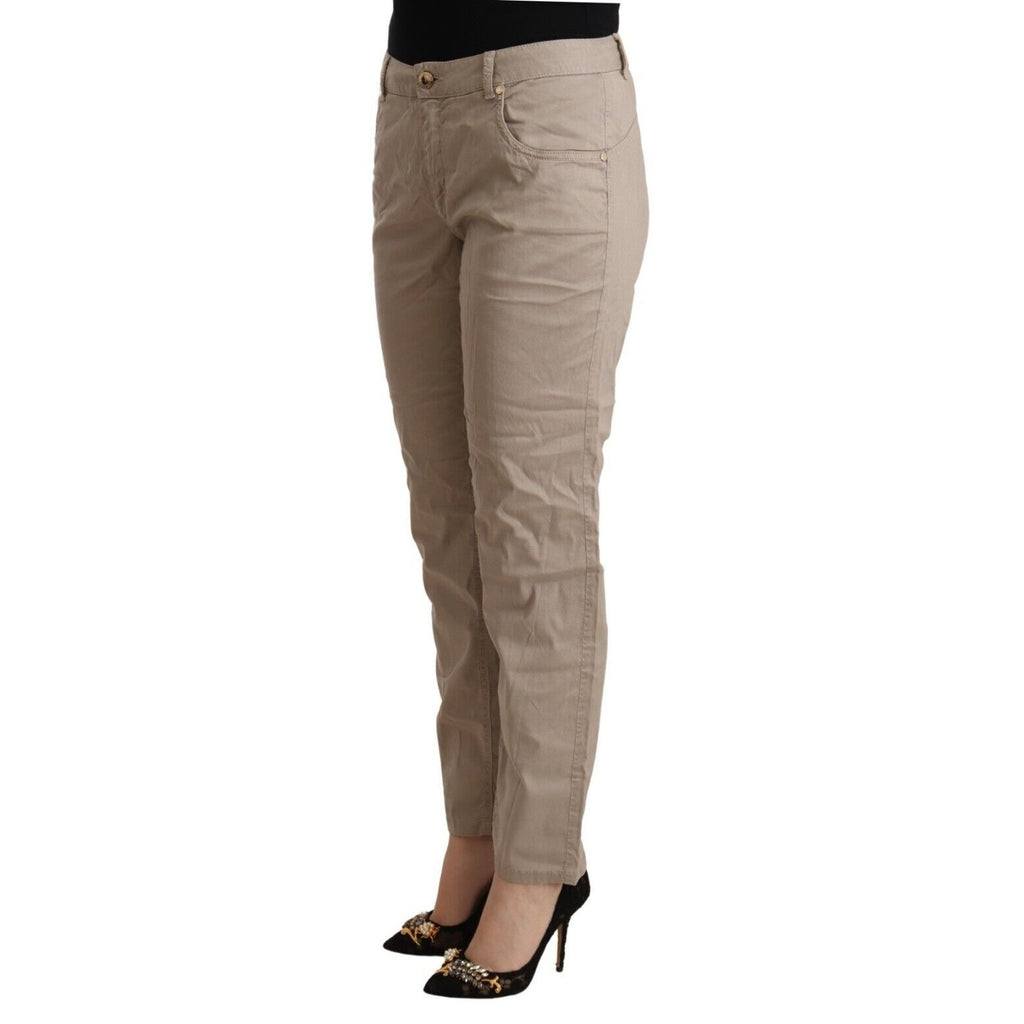 Acht Beige Tencel Mid Waist Tapered Casual Pants