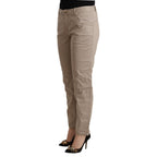 Acht Beige Tencel Mid Waist Tapered Casual Pants