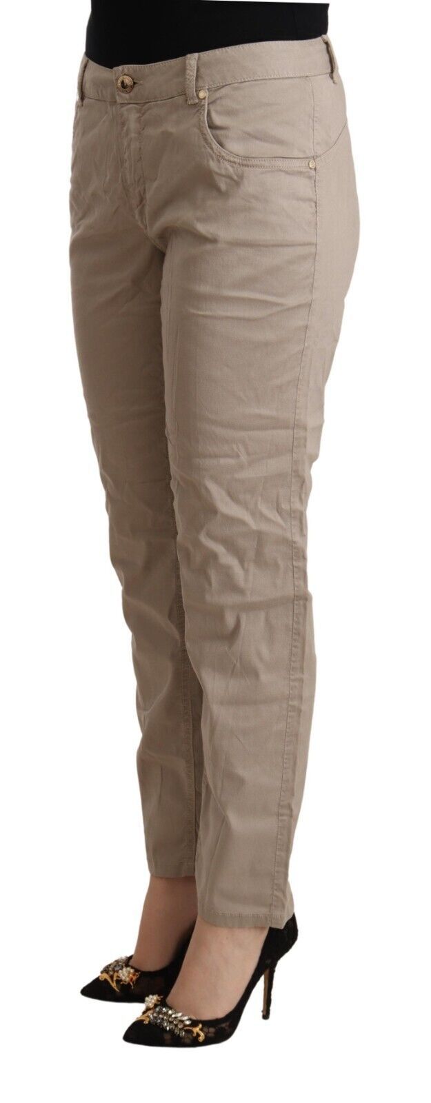 Acht Beige Tencel Mid Waist Tapered Casual Pants Acht