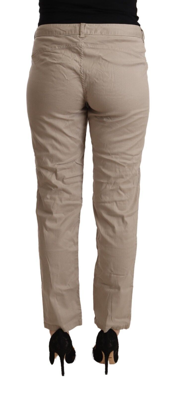 Acht Beige Tencel Mid Waist Tapered Casual Pants Acht
