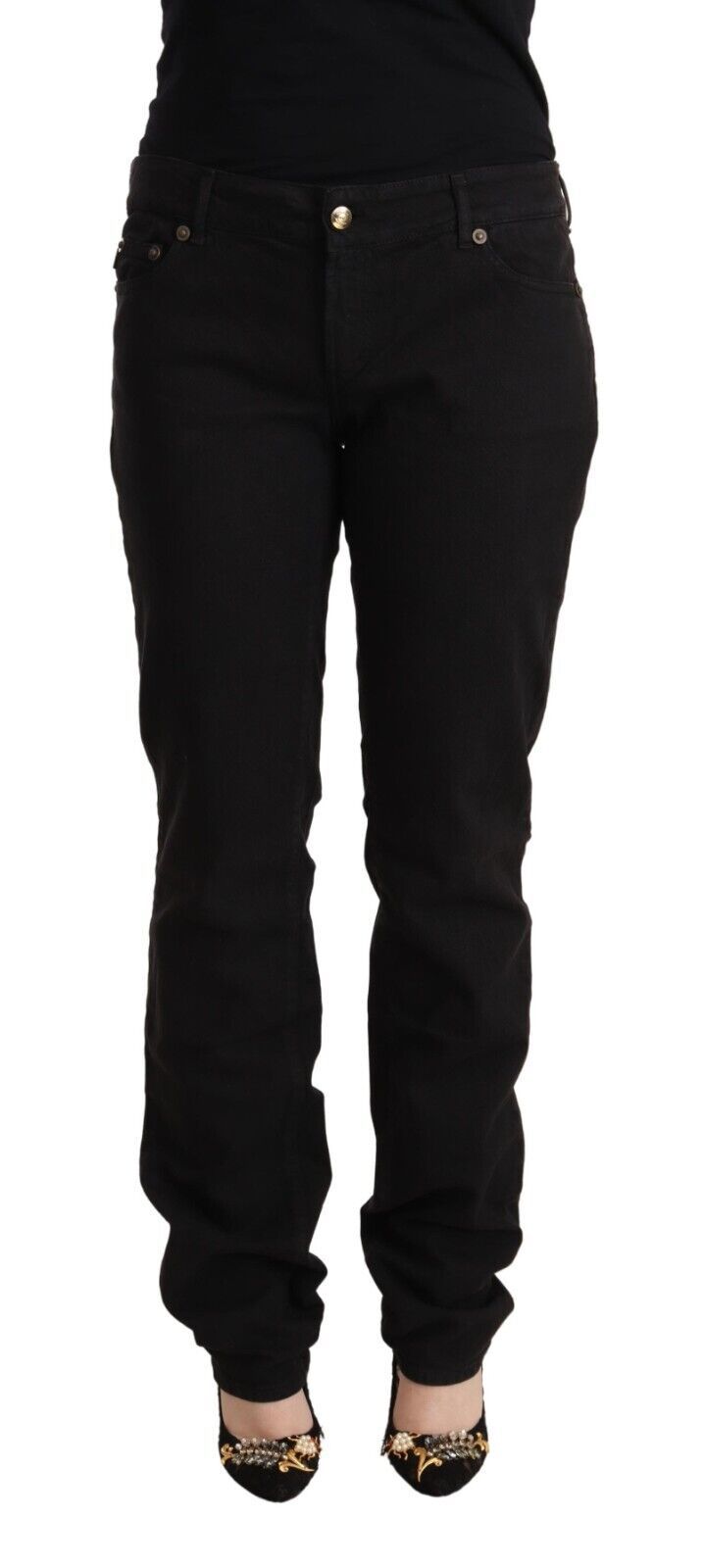 Just Cavalli Black Mid Waist Denim Cotton Skinny Jeans Just Cavalli