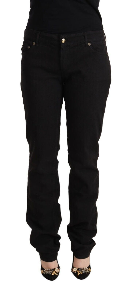 Just Cavalli Black Mid Waist Denim Cotton Skinny Jeans Just Cavalli