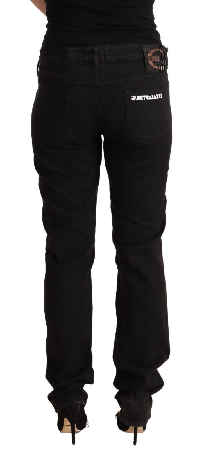 Just Cavalli Black Mid Waist Denim Cotton Skinny Jeans Just Cavalli