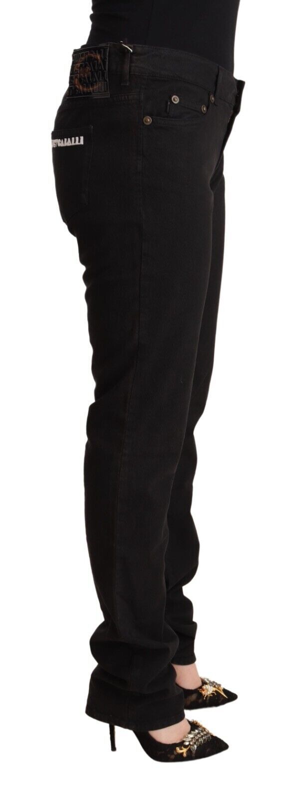 Just Cavalli Black Mid Waist Denim Cotton Skinny Jeans Just Cavalli