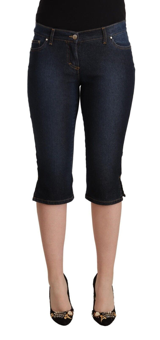 GF Ferre Blue Cotton Stretch Low Waist Slim Capri Denim Jeans GF Ferre