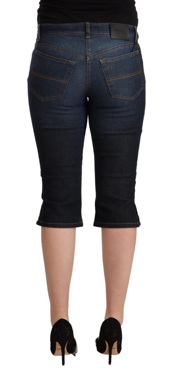 GF Ferre Blue Cotton Stretch Low Waist Slim Capri Denim Jeans GF Ferre