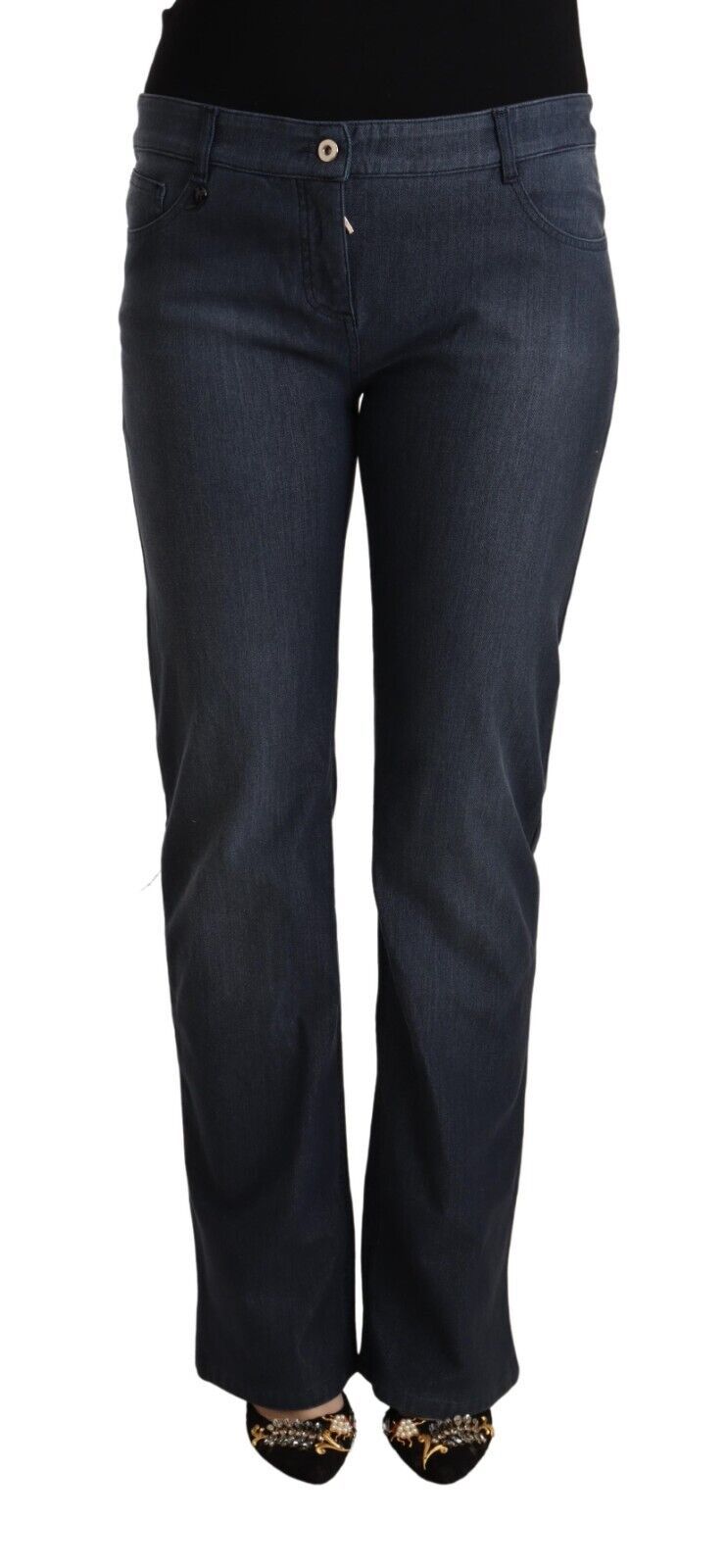MARGHI LO' Dark Blue Cotton Straight Denim Jeans MARGHI LO'