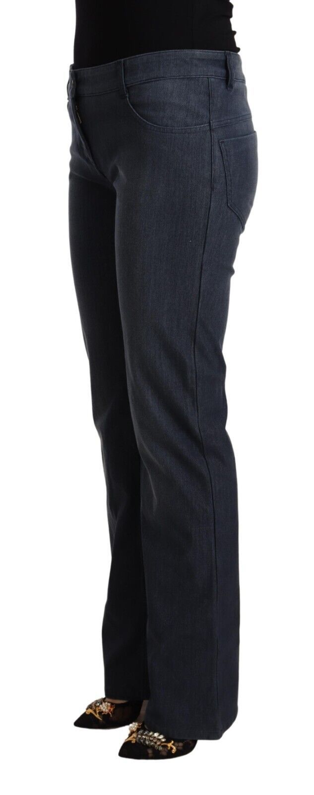 MARGHI LO' Dark Blue Cotton Straight Denim Jeans MARGHI LO'