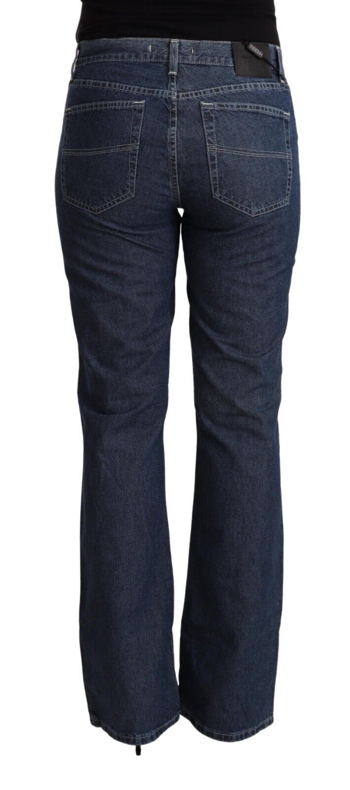 GF Ferre Blue Cotton Mid Waist Flared Denim Jeans GF Ferre