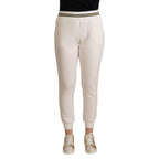 Patrizia Pepe White Polyester Mid Waist Jogger Pants