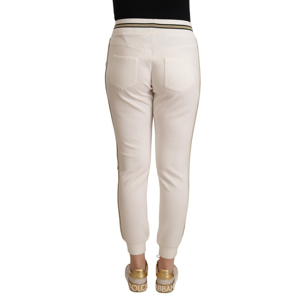 Patrizia Pepe White Polyester Mid Waist Jogger Pants