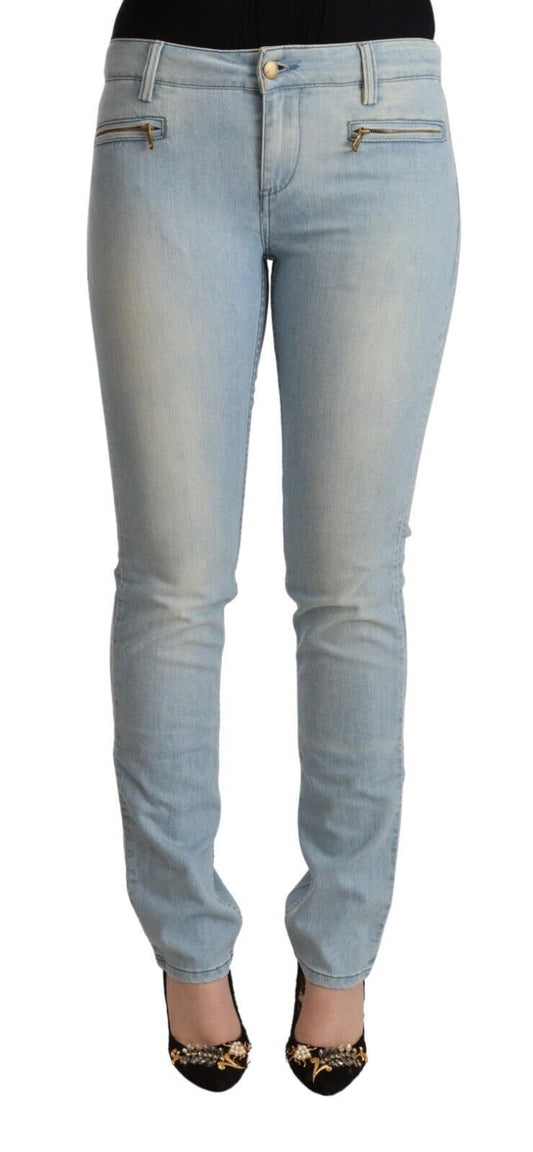 MILA SCHÖN Light Blue Cotton Mid Waist Slim Fit Denim Jeans MILA SCHÖN