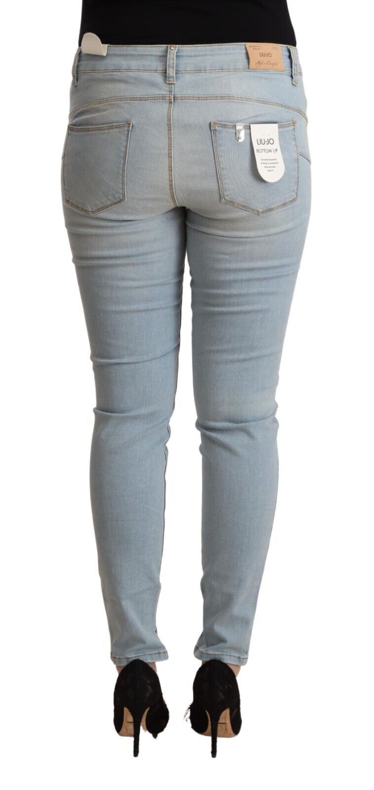 Liu Jo Light Blue Cotton Mid Waist Slim Fit Denim Jeans Liu Jo
