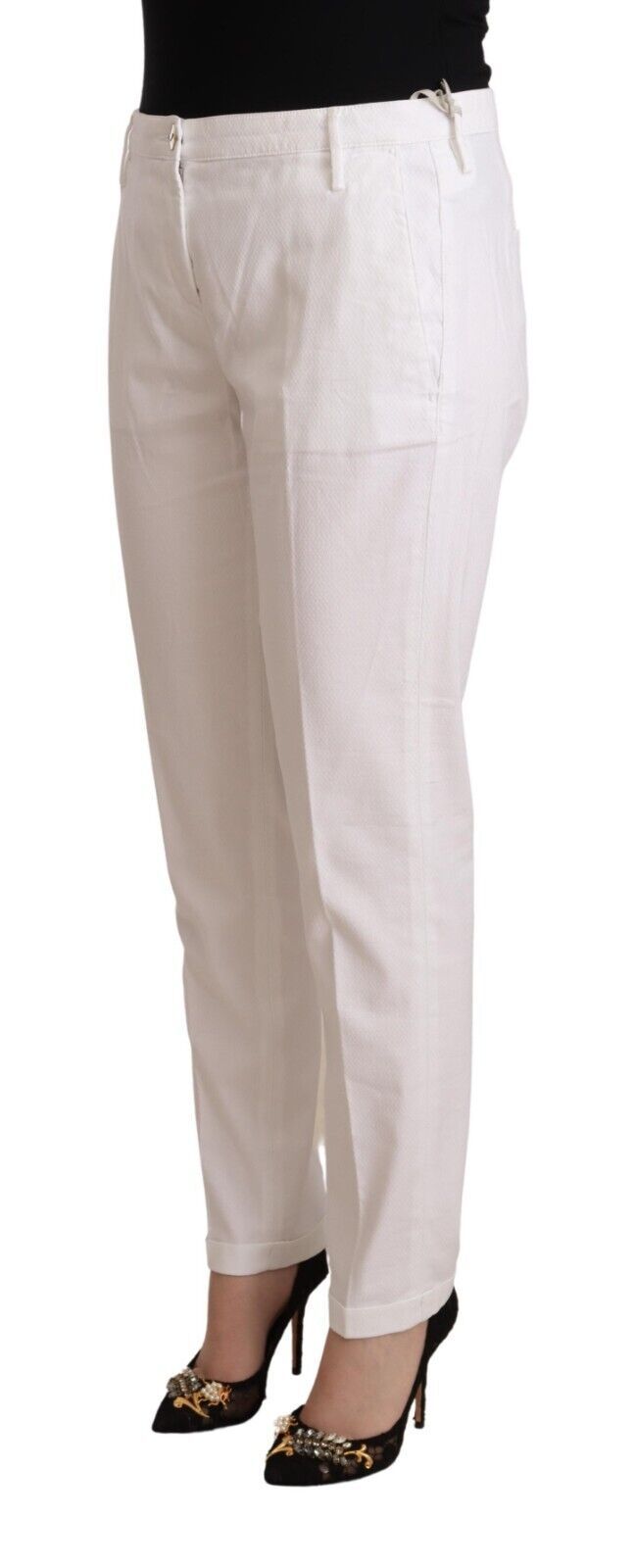 Jacob Cohen White Mid Waist Tapered Birgitte Pants Jacob Cohen