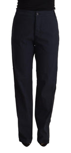 Exte Black High Waist Tapered Cotton Pants