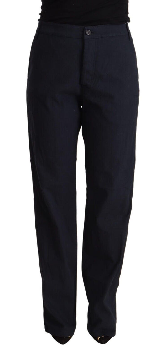 Exte Black High Waist Tapered Cotton Pants Exte